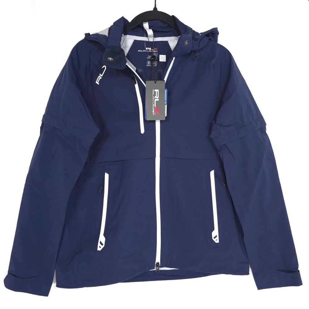 RLX RALPH LAUREN New Golf Waterproof Hooded Windbreaker MEDIUM Jacket Navy Women - Picture 6 of 16